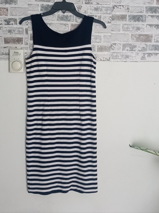 Banana Republic Dresses & Skirts - Banana Republic Navy and White Striped Midi Sheath Dress